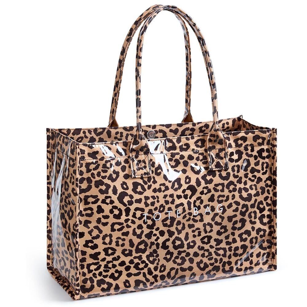 KALIDI PVC Tote Bag Women’s Kraft Paper Work Handbags Purses with Top